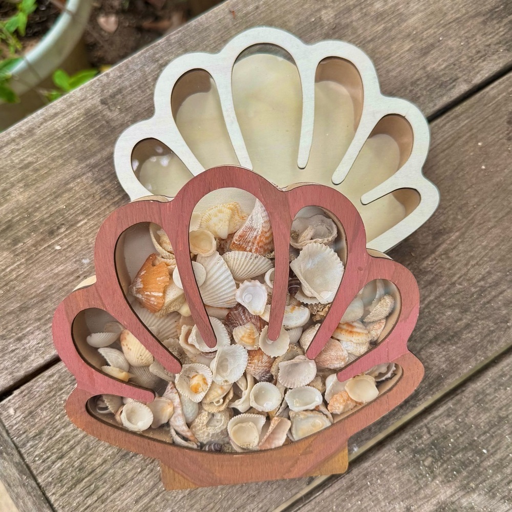 Shell-Shaped Wooden Beach collection Home Accent coastal decor handmade - Picture 3 of 4